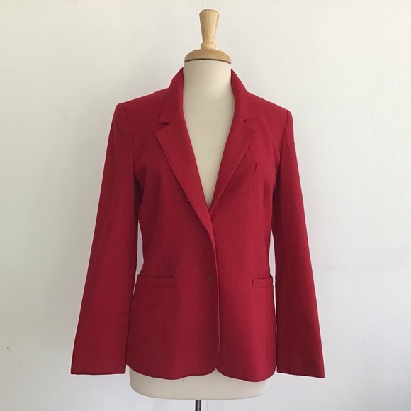 Vintage Panther Union Made Red Wool Blend Tailored Two Button Lined Blazer S 4-6 - Picture 1 of 11